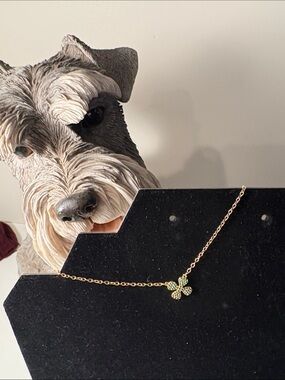 Plunder Gold tone necklace with Green Four-Leaf Clover shamrock Charm